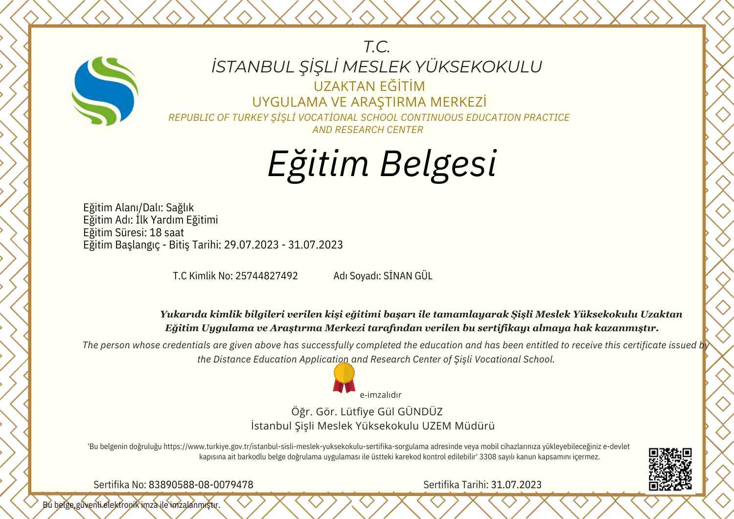 İLKYARDIM EĞİTİMİ