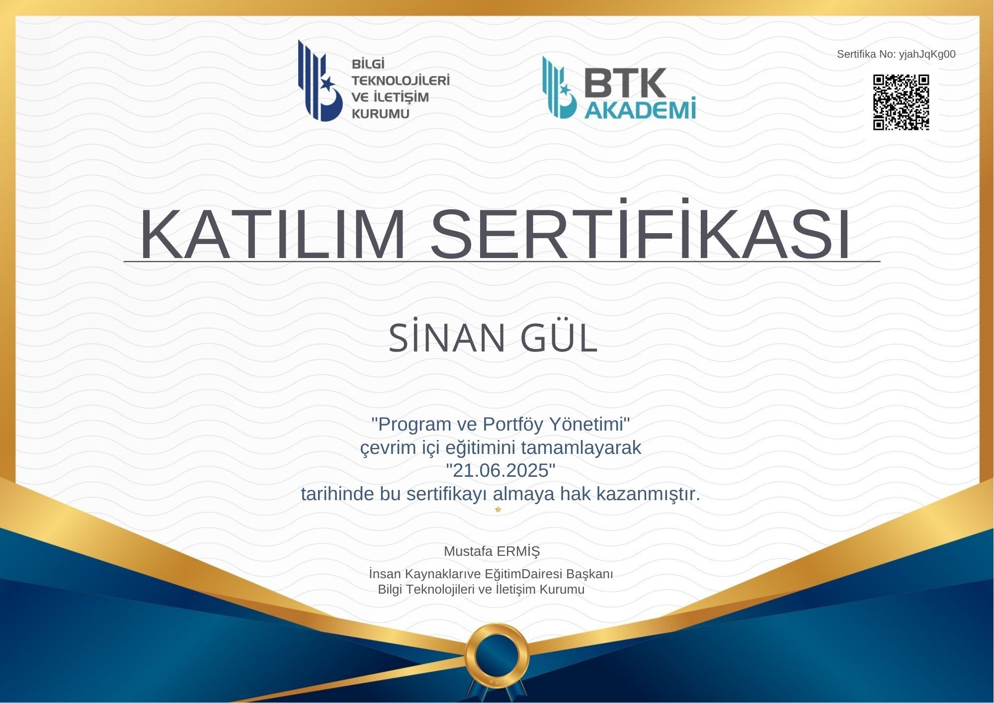 PROGRAM VE PORTFÖY YÖNETİMİ EĞİTİM BELGESİ